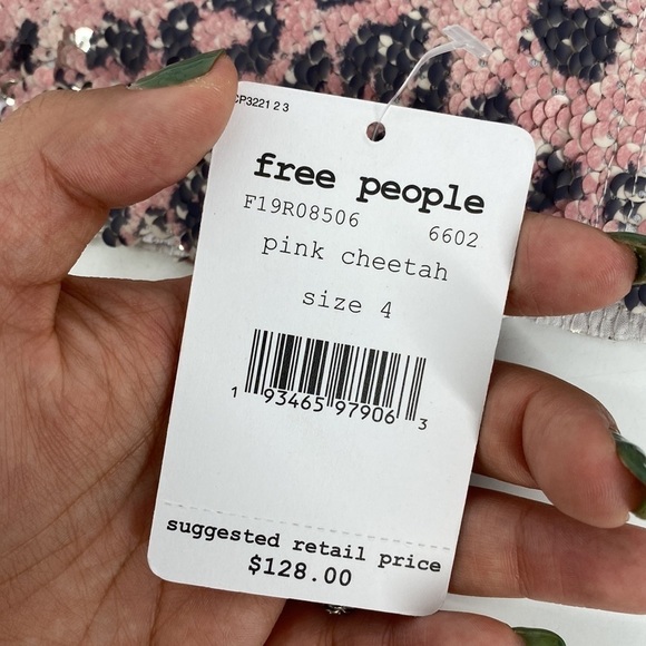 Free People Pink Cheetah Sequin Mini Skirt - Picture 8 of 9